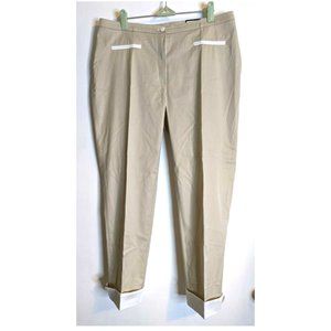 MICHELE Women's Size 10 Extra Slim Legs Beige Pants Stretch Cuffed Trousers NEW